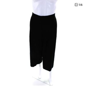 Eileen Fisher Womens Elastic Waist Cropped Black Pants Black Size L